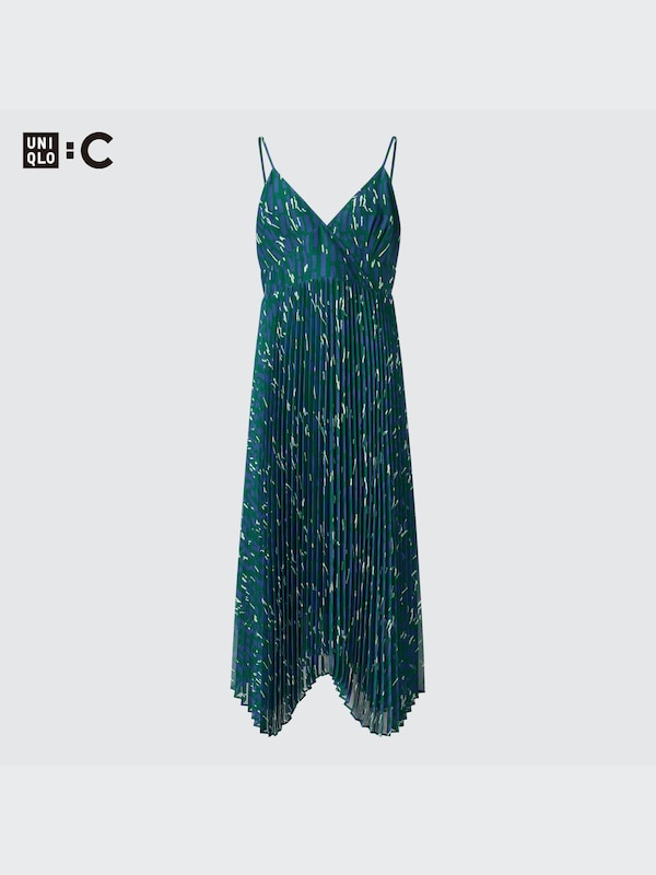 Pleated Camisole Printed Dress