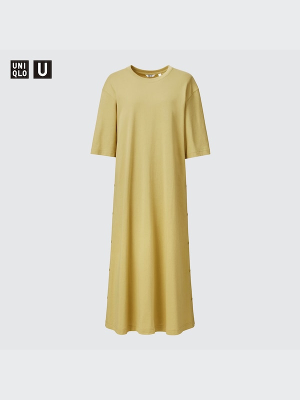 Crepe Cotton Loose Snapped T Dress