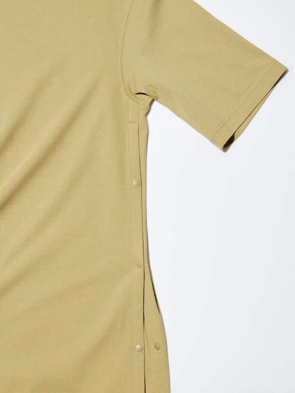 Crepe Cotton Loose Snapped T Dress