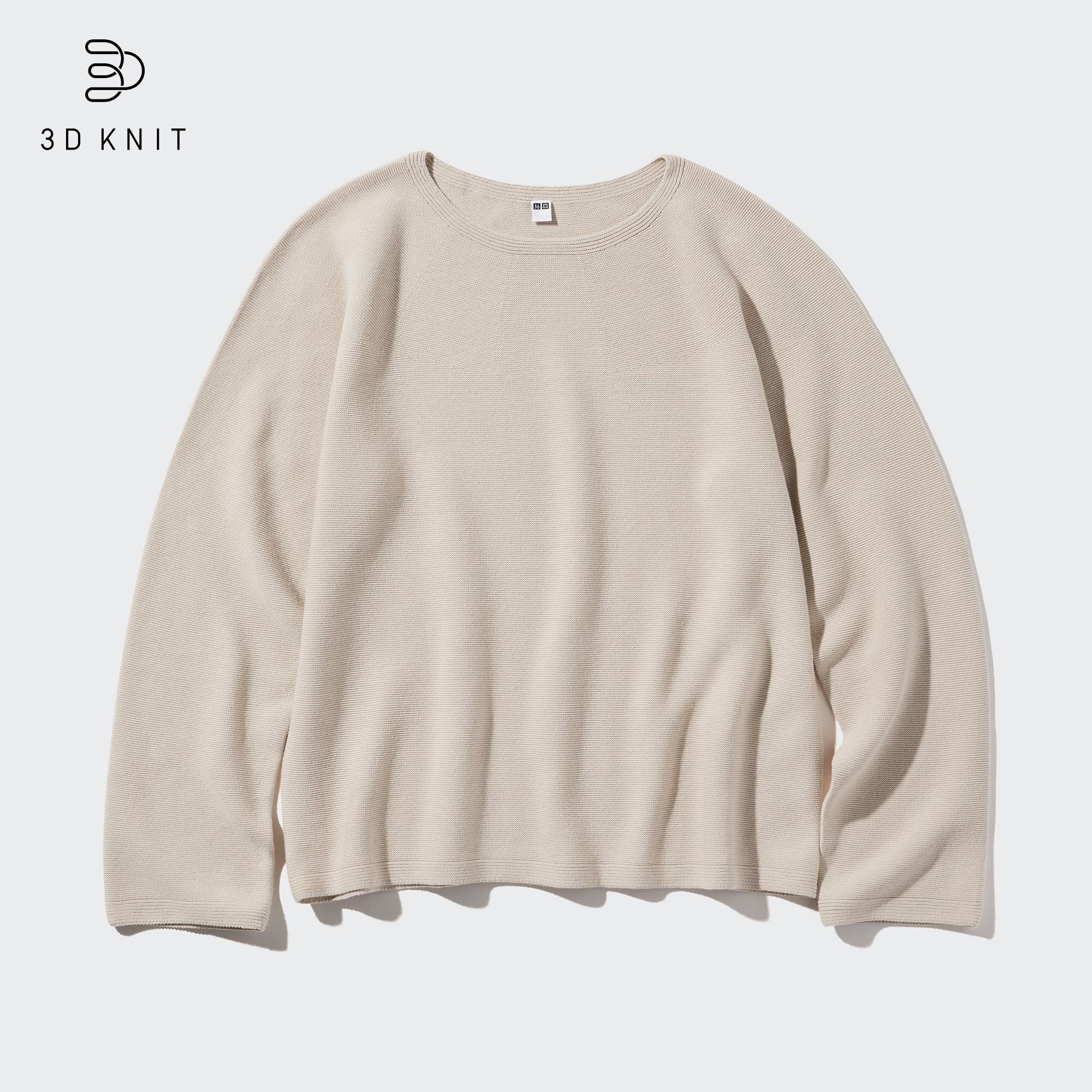 3D Knit Seamless Cotton Crew Neck Jumper UNIQLO EU
