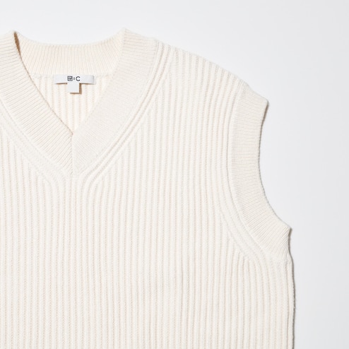 Sinlarity - V-Neck Plain Loose-Fit Sweater Vest