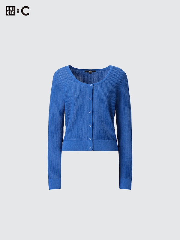 Lace Round Neck Long-Sleeve Short Cardigan