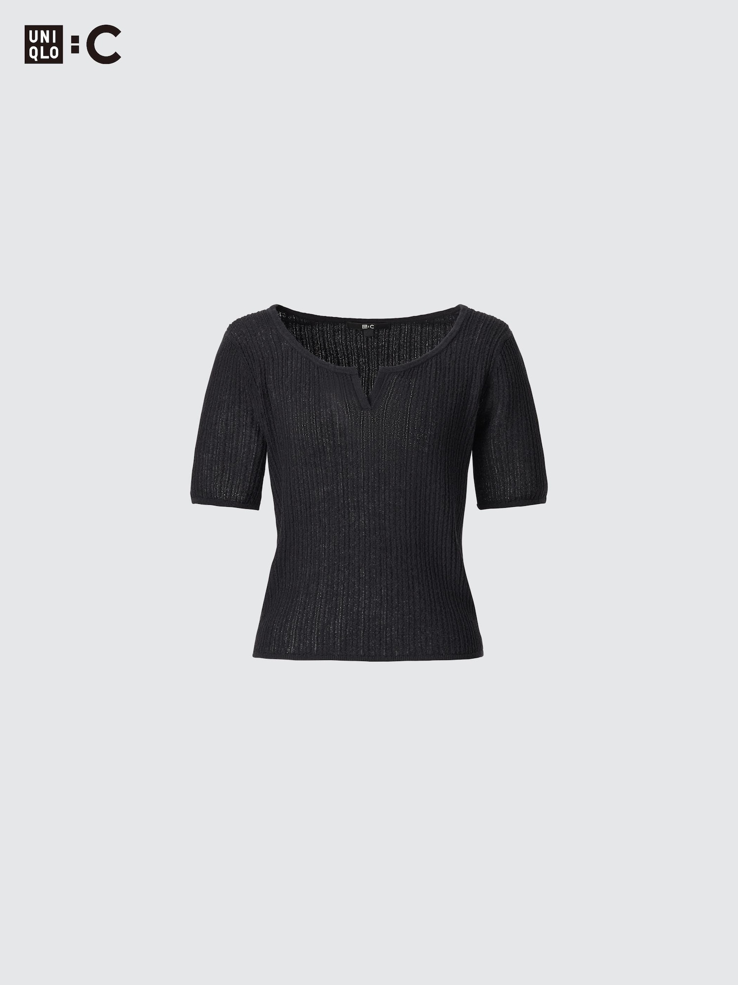 Lace Key Neck Half-Sleeve Short Sweater | UNIQLO US