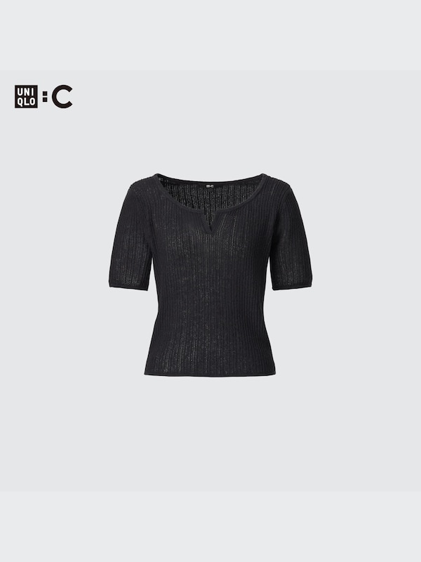 Lace Key Neck Short Jumper (Half Sleeve)