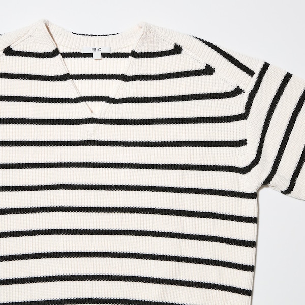 V-Neck Striped Short Sweater | UNIQLO US