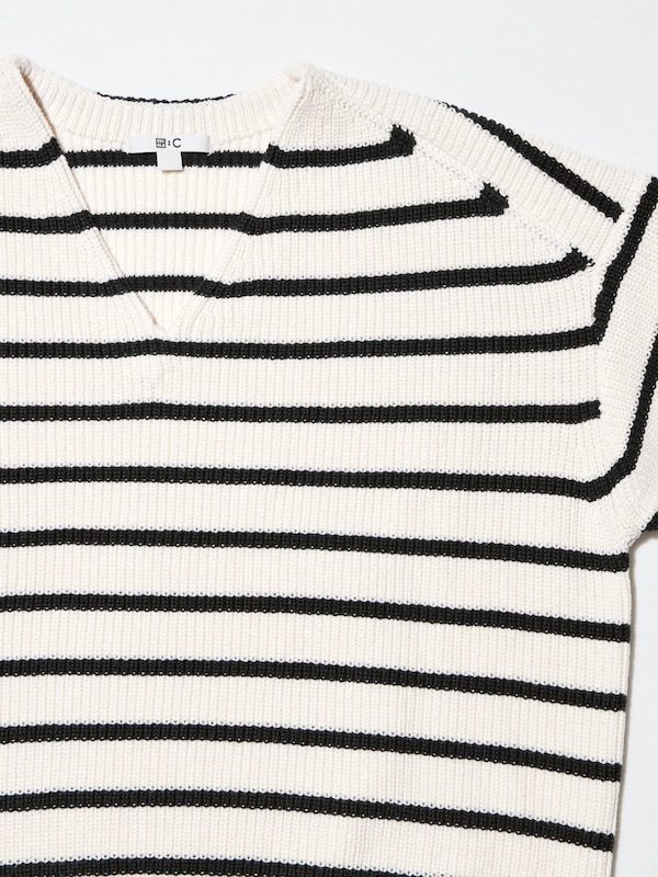 V-Neck Striped Short Sweater