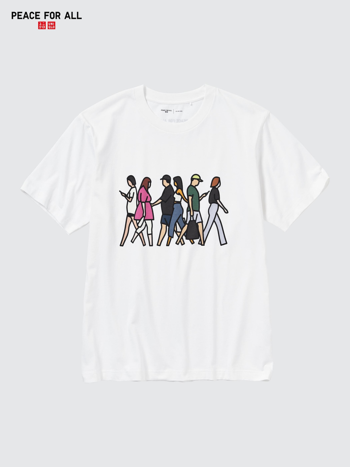 Футболка Uniqlo Peace For All с принтом, Julian Opie, цвет: Белый