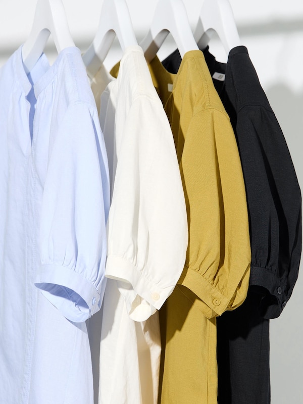 Linen Blend Volume Short-Sleeve Shirt