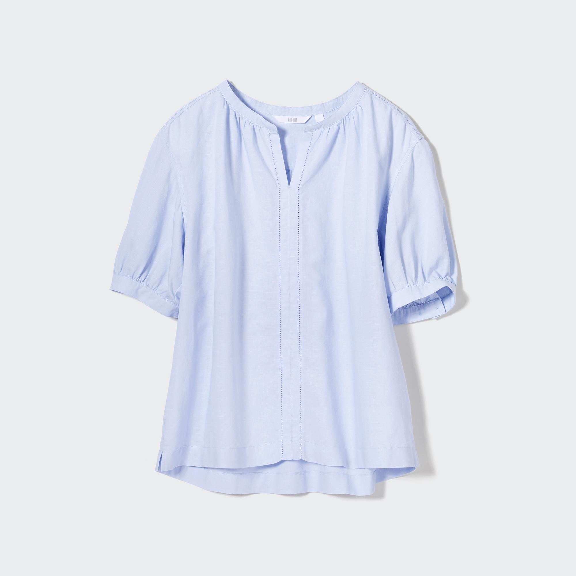 Linen Blend Volume Short-Sleeve Shirt