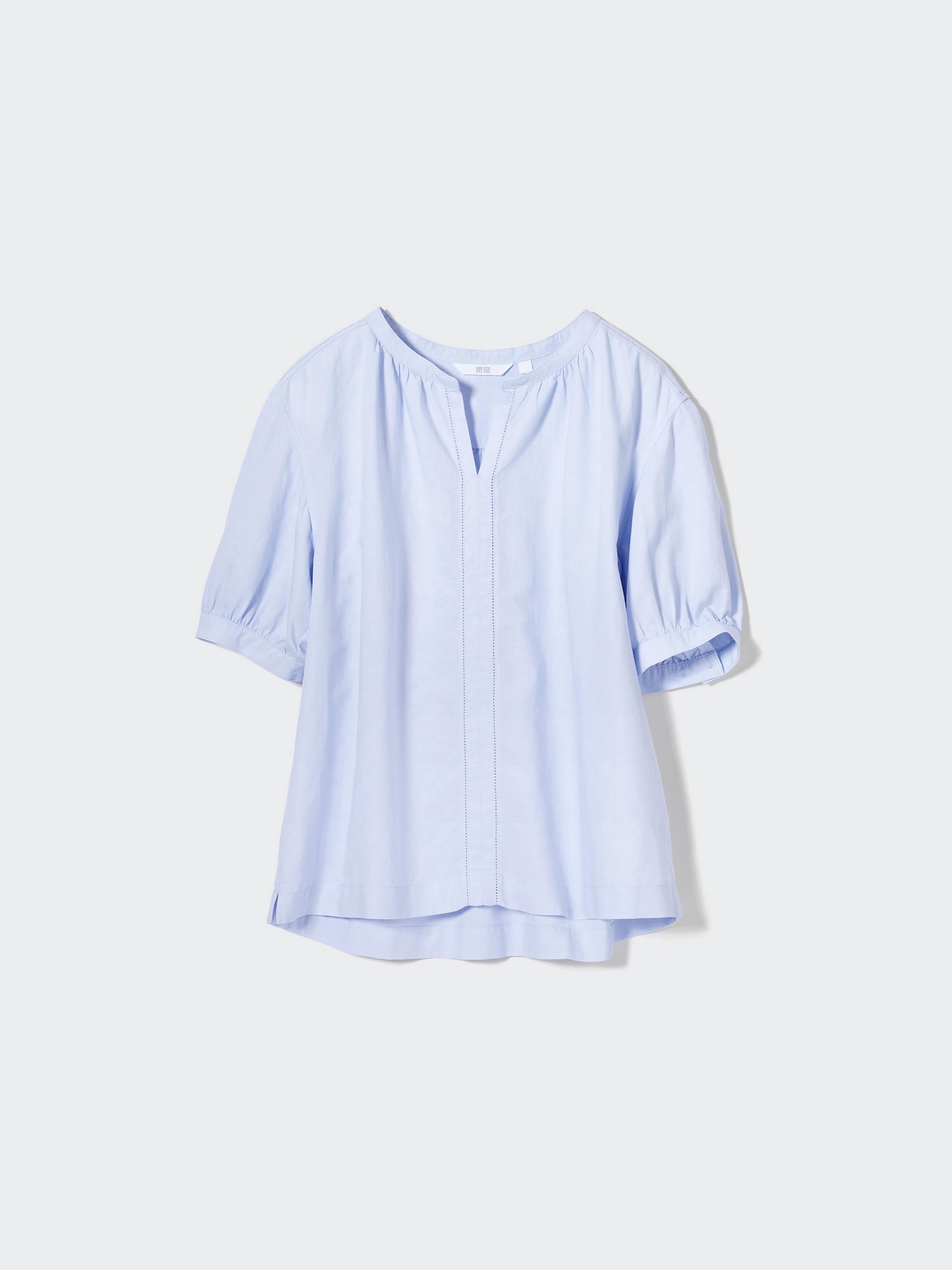 ＜6(ROKU)＞ LINEN VOLUME BLOUSE/ﾌﾞﾗｳｽ Women's Linen Blend Volume Short-Sleeve Shirt | UNIQLO US