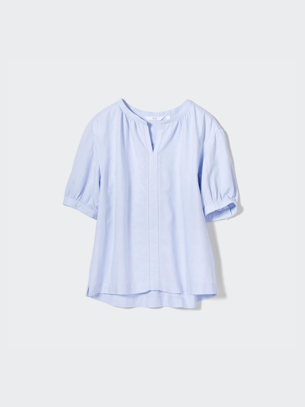 Linen Blend Volume Short-Sleeve Shirt