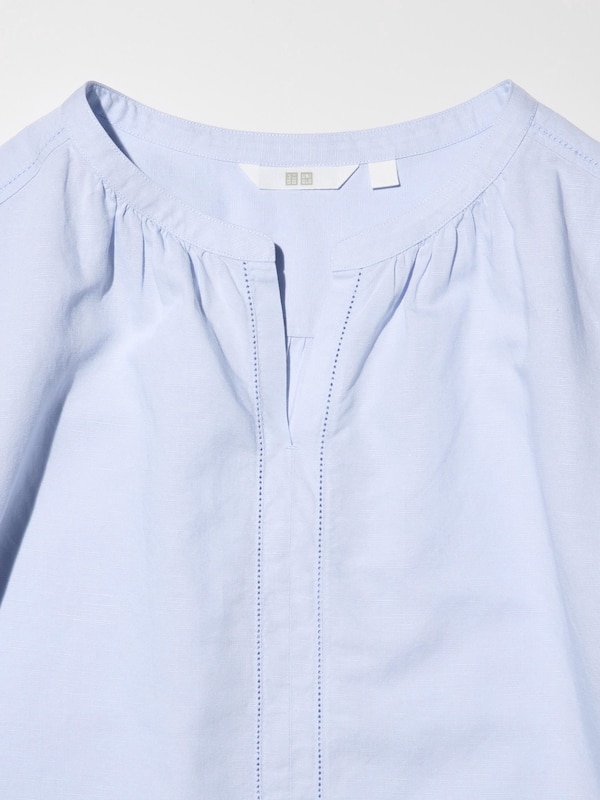 Linen Blend Volume Short-Sleeve Shirt