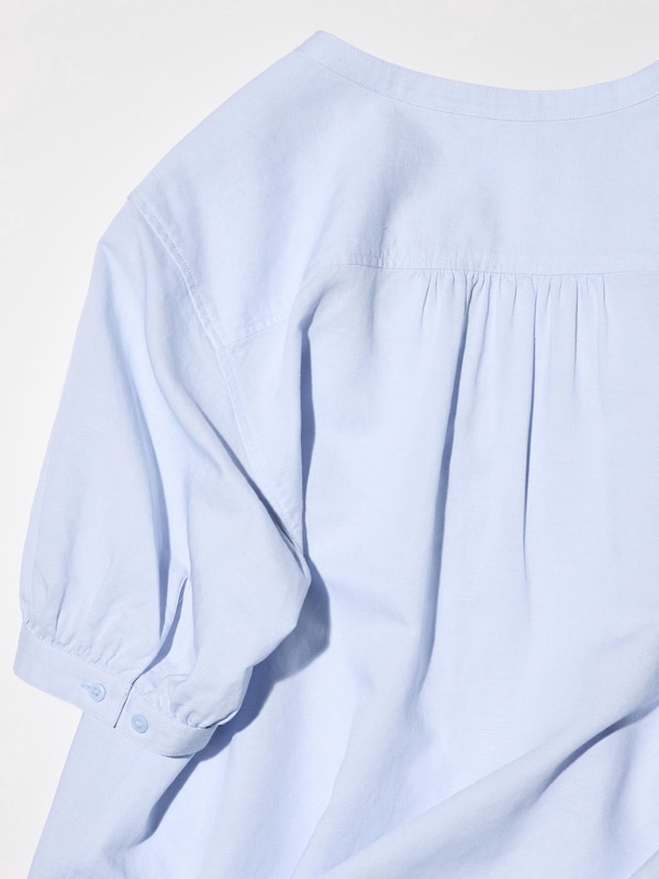Linen Blend Volume Short-Sleeve Shirt