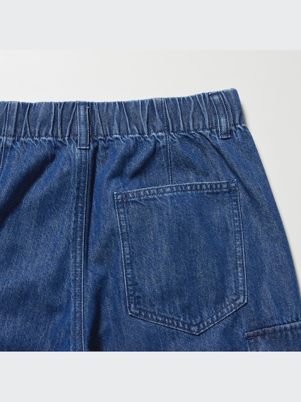 Denim Wide Straight Leg Cargo Trousers (Long)