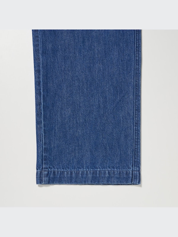 Denim Wide Straight Leg Cargo Trousers (Long)
