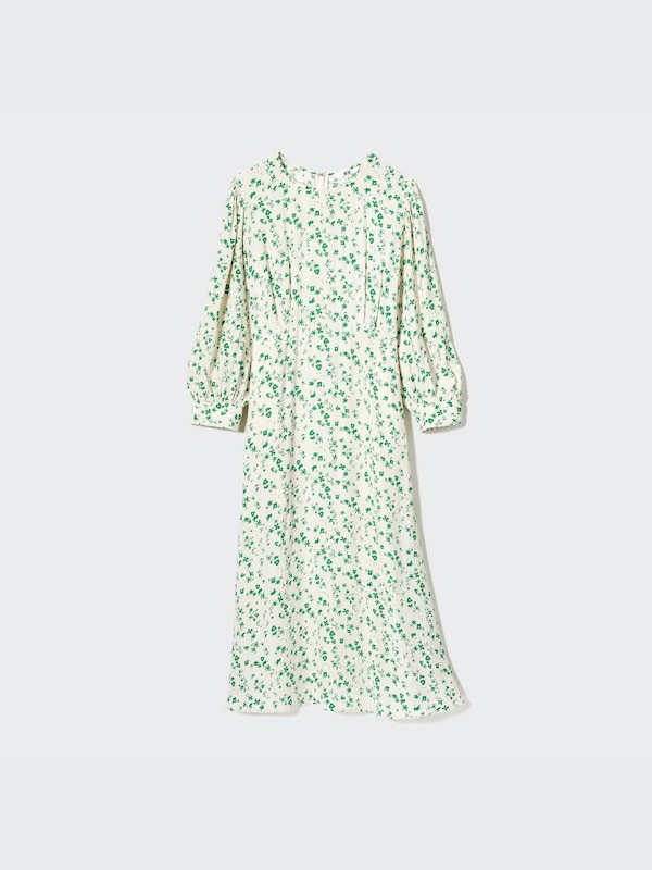 Printed 3/4 Sleeve Flare Dress