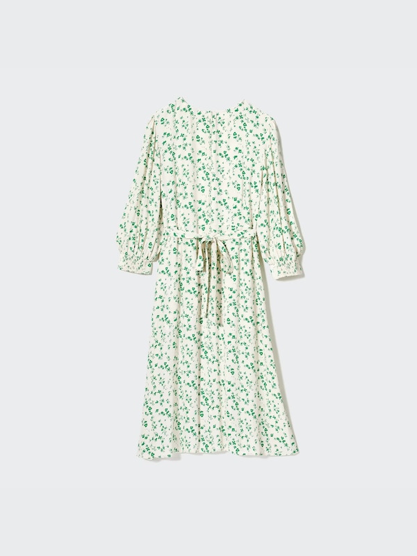 Printed 3/4 Sleeve Flare Dress