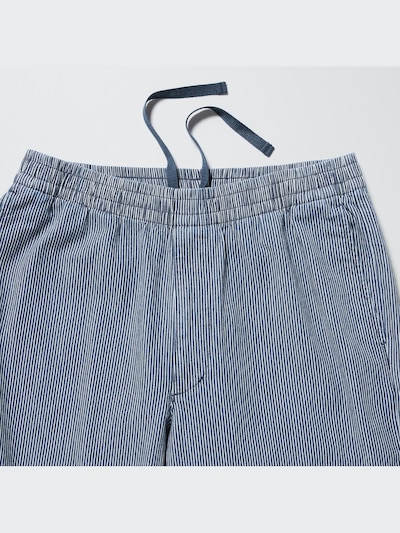 Cotton Ankle Trousers (Relaxed Fit, Stripe)