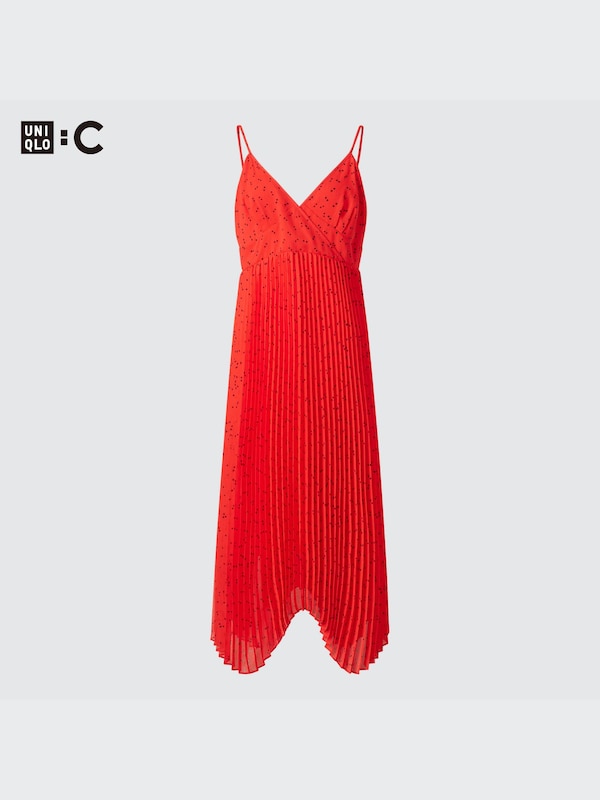 Pleated Camisole Printed Dress