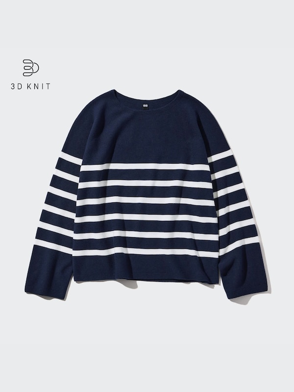3D Knit Cotton Striped Sweater