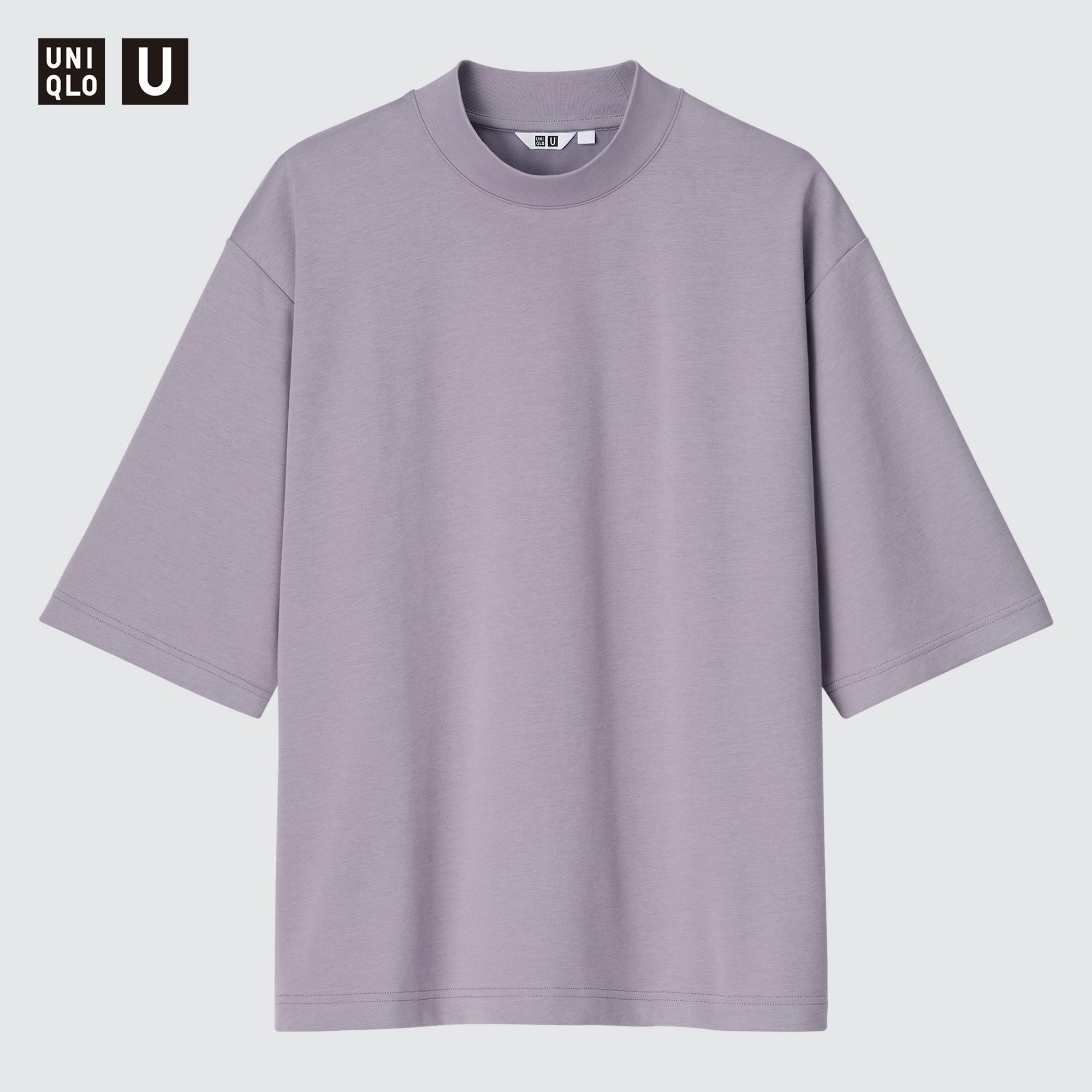 Oversized Mock Neck Tee BY230| Men's Plain cotton T-shirt with dropped  shoulders