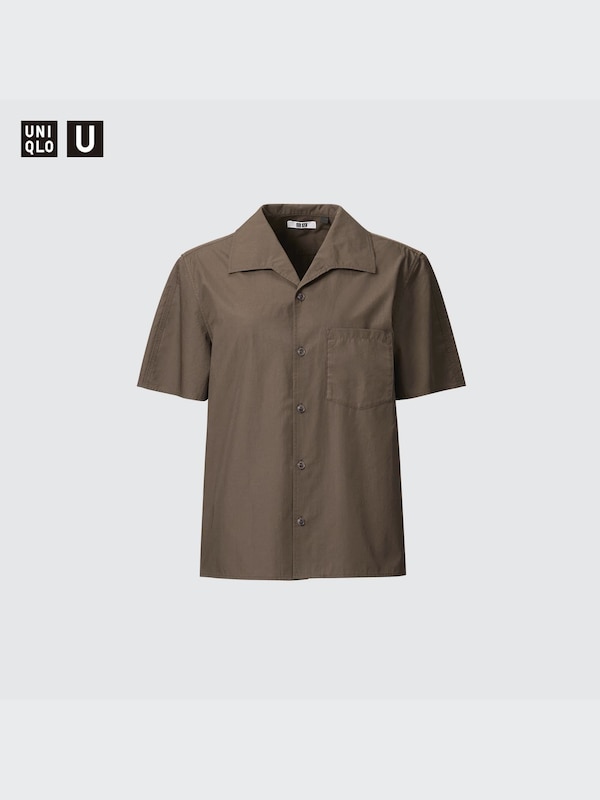 Wide Collar Short-Sleeve Shirt