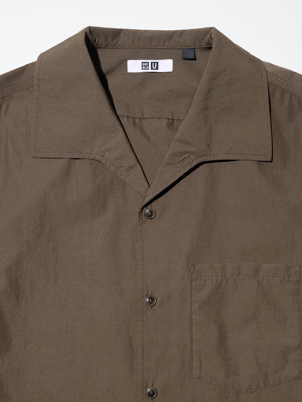 Wide Collar Short-Sleeve Shirt