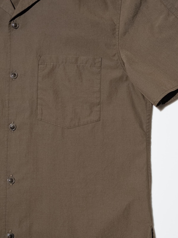 Wide Collar Short-Sleeve Shirt
