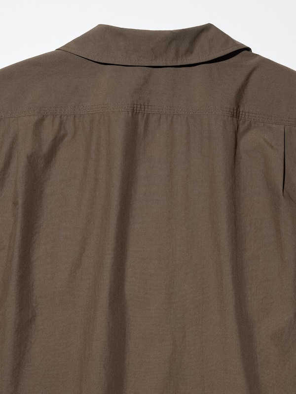 Wide Collar Short-Sleeve Shirt