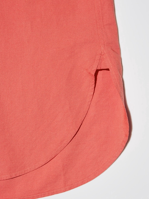 Linen Blend Sleeveless Long Shirt