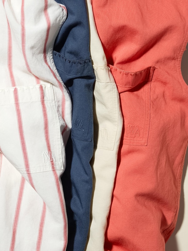 Linen Blend Striped Sleeveless Long Shirt