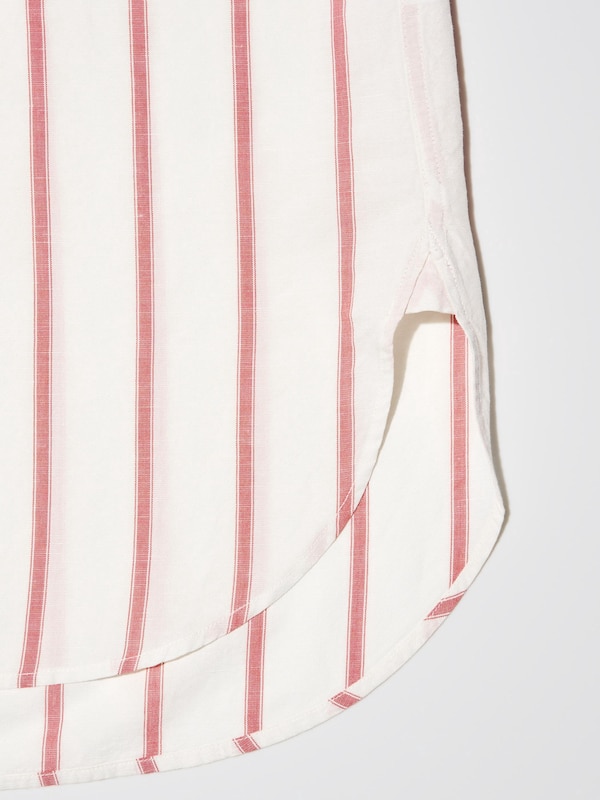 Linen Blend Striped Sleeveless Long Shirt