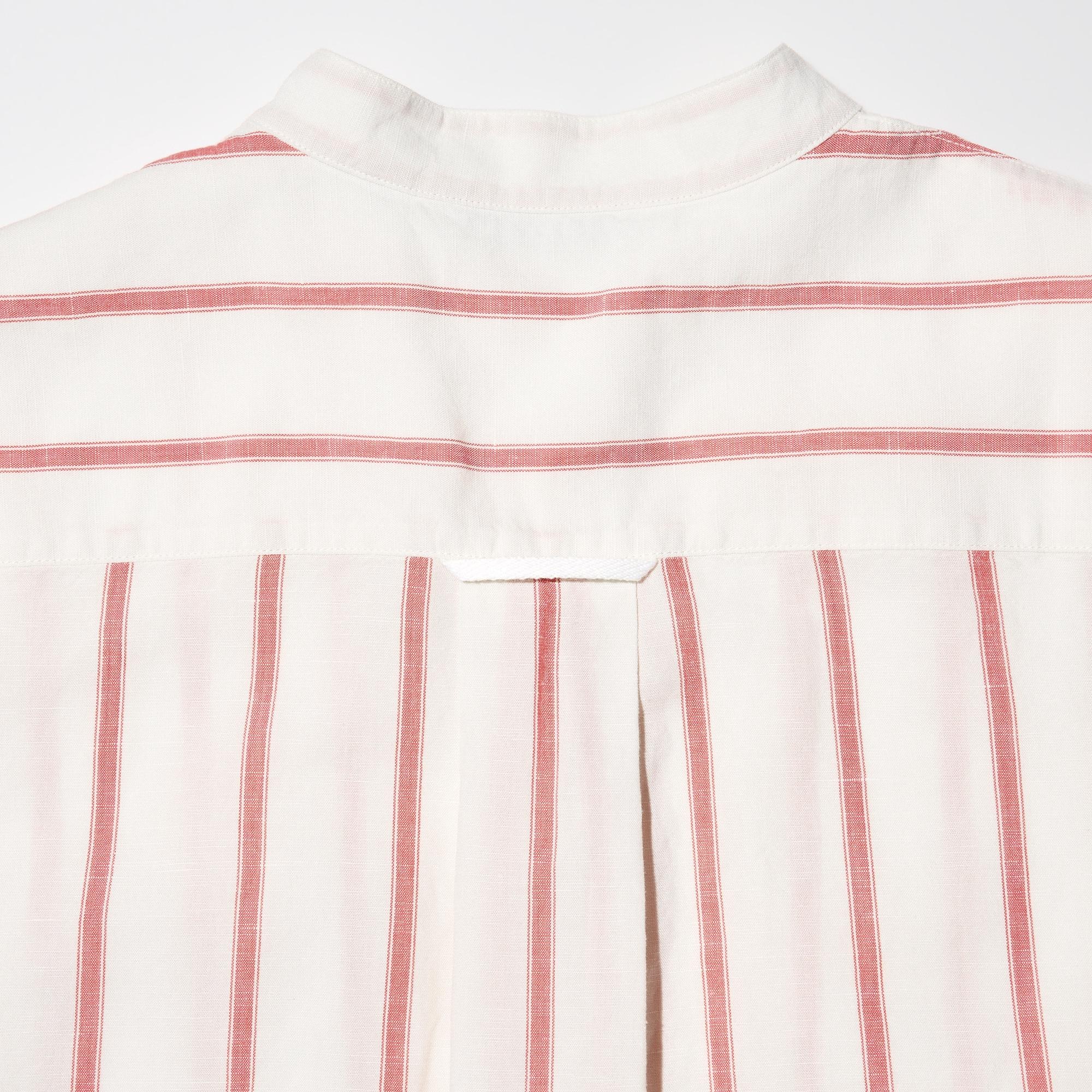 Linen Blend Striped Sleeveless Long Shirt
