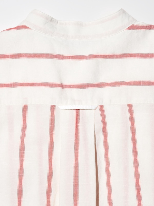 Linen Blend Striped Sleeveless Long Shirt