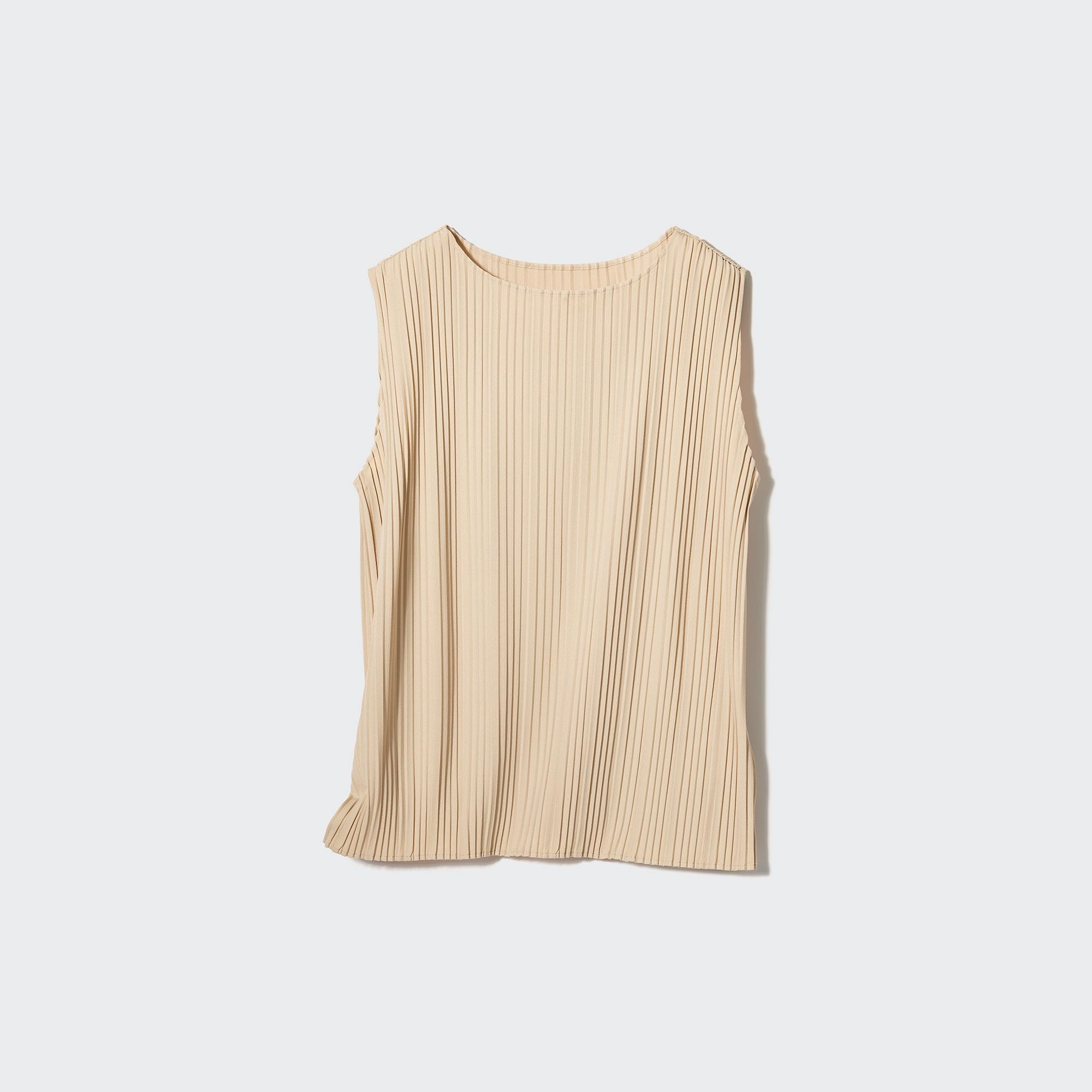 Pleated Sleeveless T-Shirt