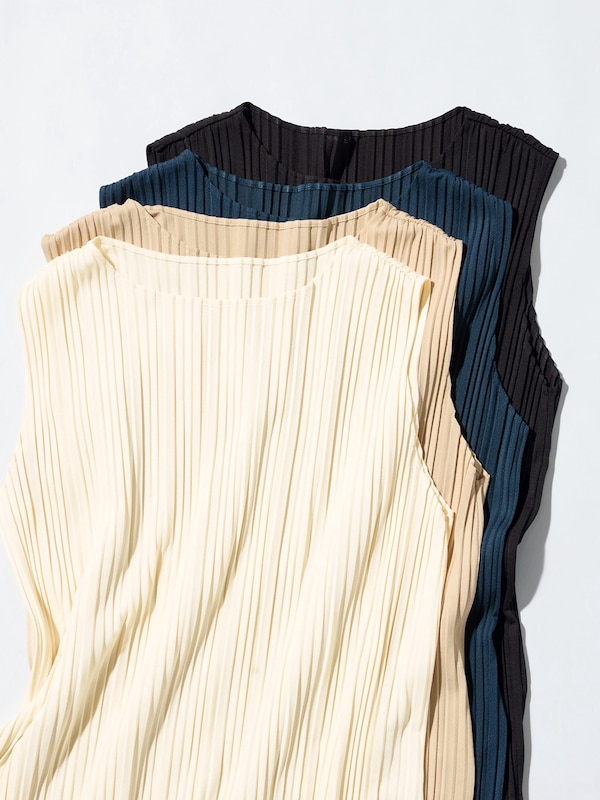 Pleated Sleeveless T-Shirt