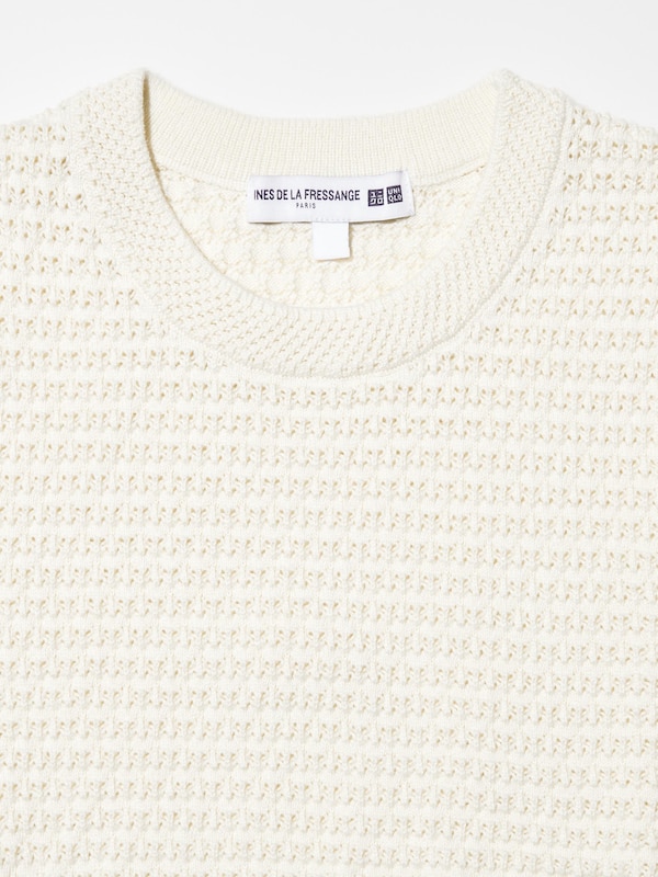 Pointelle Crew Neck Short-Sleeve Sweater