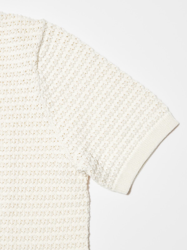 Pointelle Crew Neck Short-Sleeve Sweater