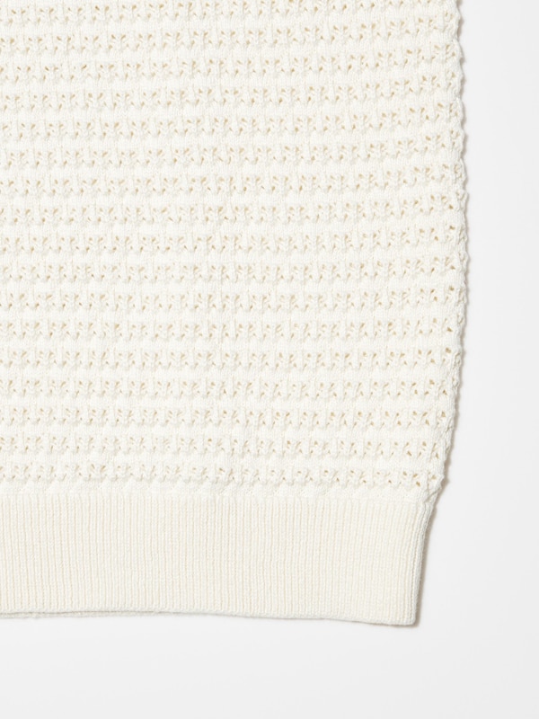 Pointelle Crew Neck Short-Sleeve Sweater