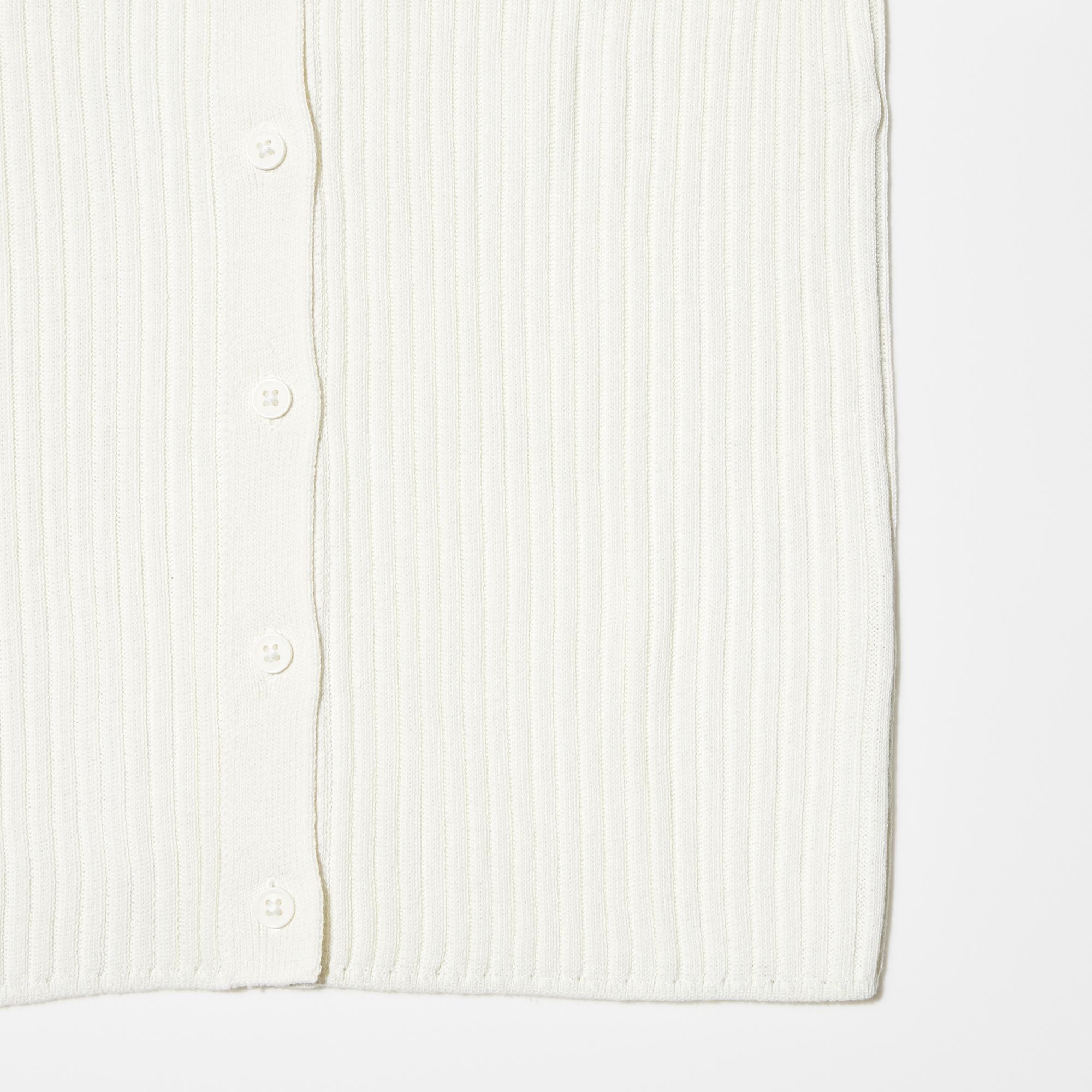 Ribbed Short-Sleeve Polo Cardigan