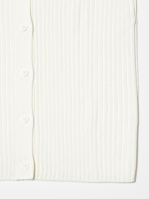 Ribbed Short-Sleeve Polo Cardigan