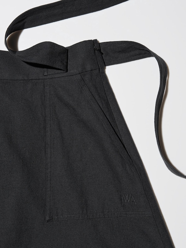 Linen Blend Belted Flared Skirt