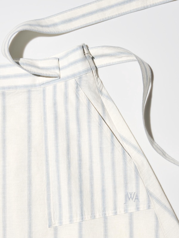 Linen Blend Striped Belted Flared Skirt