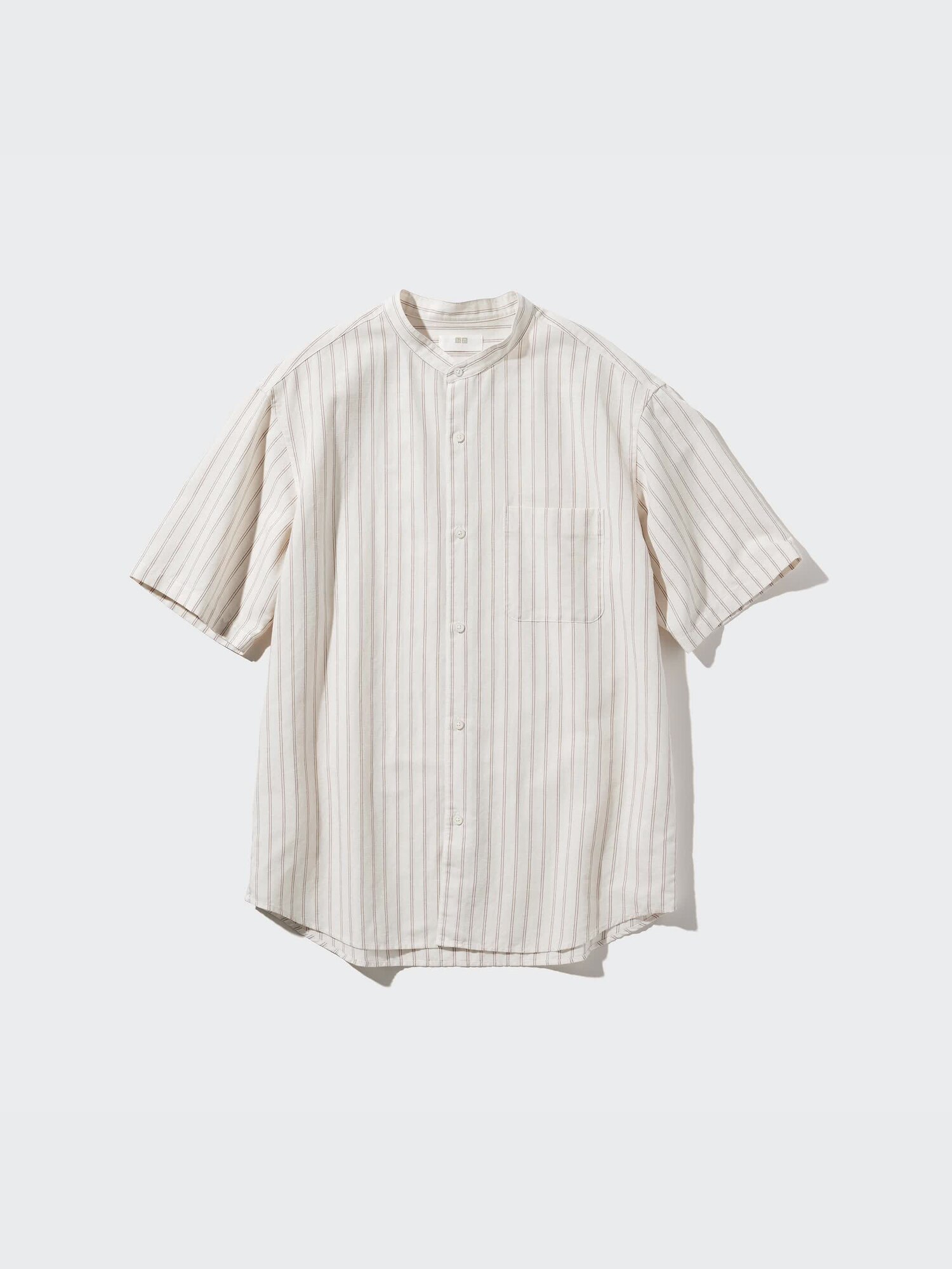 Cotton Linen Stand Collar Striped Short-Sleeve Shirt | UNIQLO US