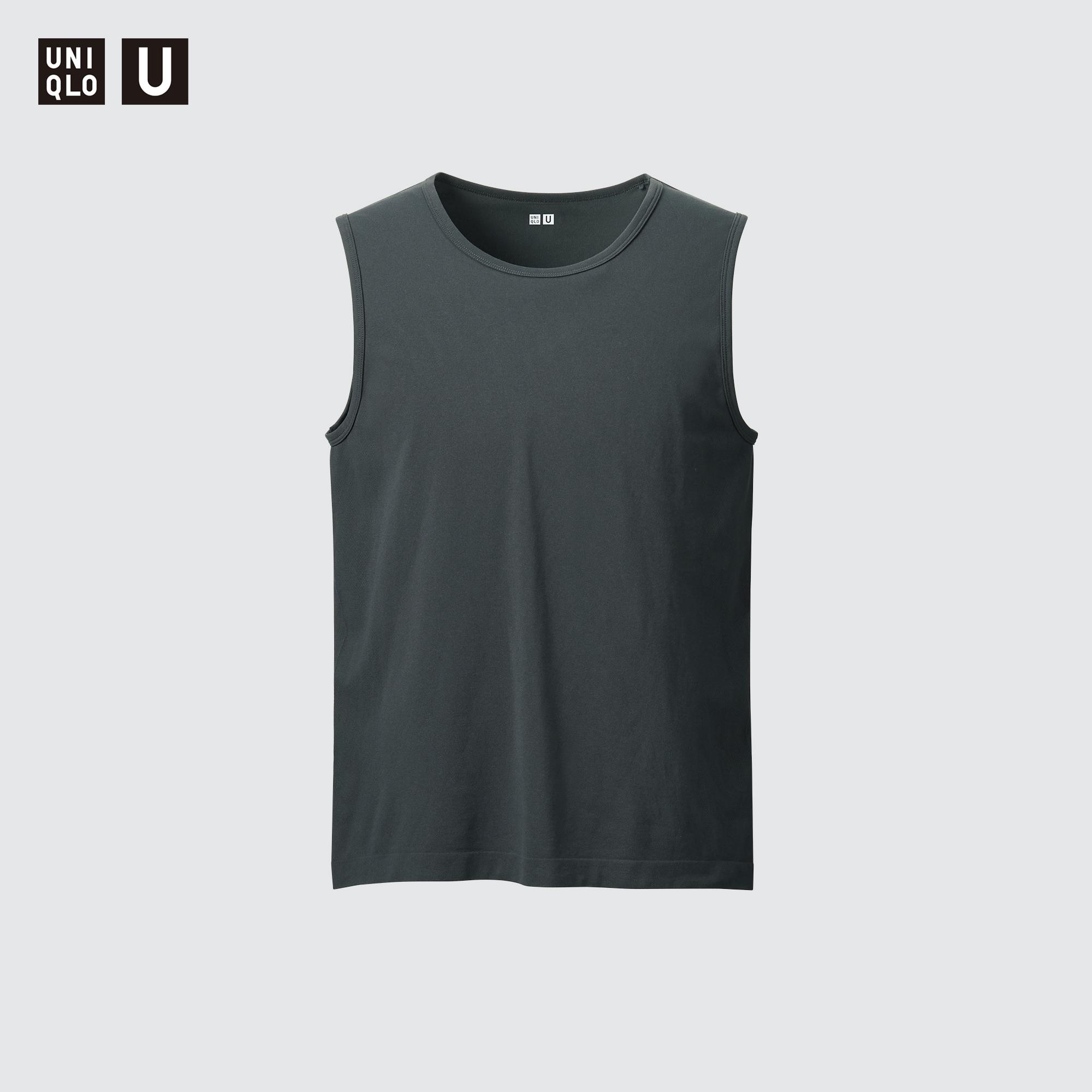 Camiseta Sin Mangas UNiqlo Dry Color Ribbed Mens L Black Cotton