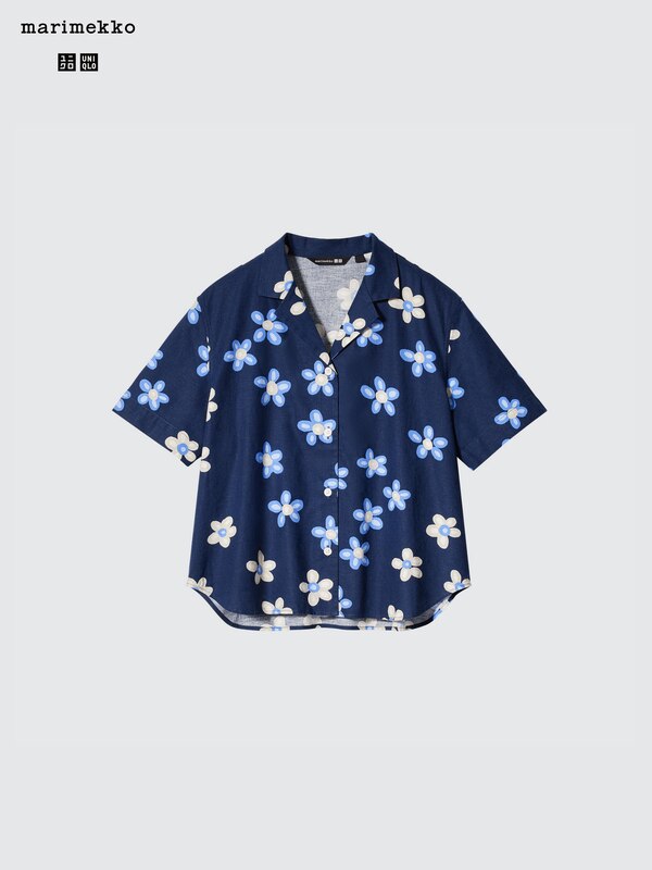 Linen-Blend Open Collar Short-Sleeve Shirt | UNIQLO US