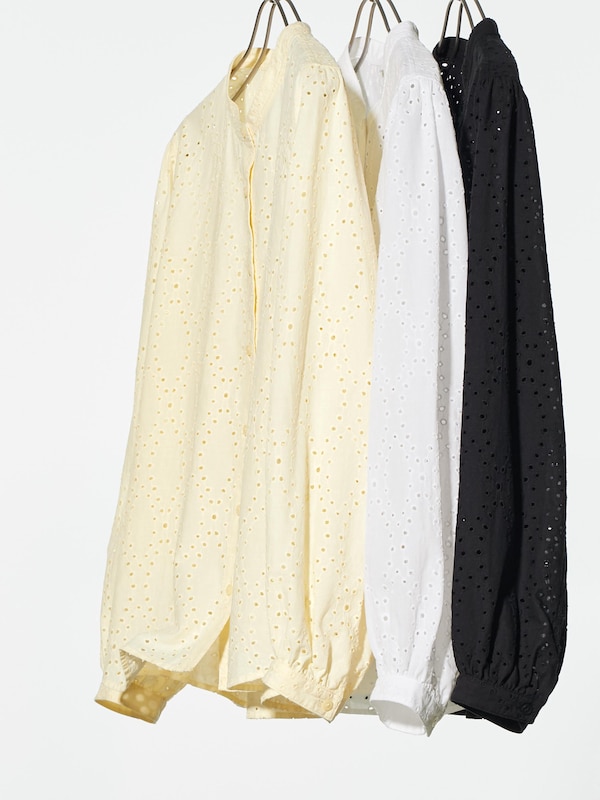 Cotton Embroidery Long Sleeve Blouse