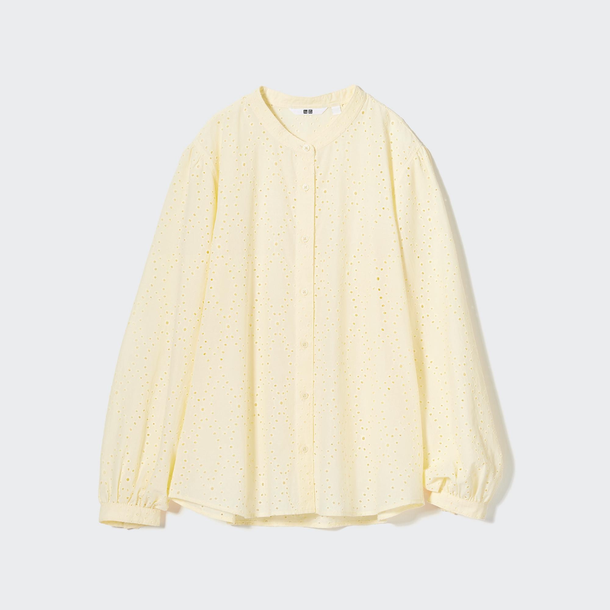 WOMEN'S COTTON EMBROIDERY LONG SLEEVE BLOUSE | UNIQLO CA