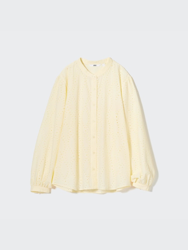 Cotton Embroidery Long Sleeve Blouse