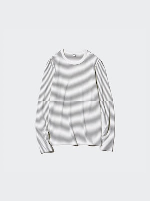SOFT RIBBED STRIPED CREW NECK T-SHIRT